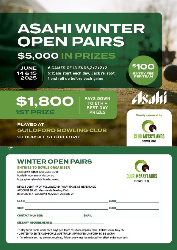 Asahi Winter Open Pairs