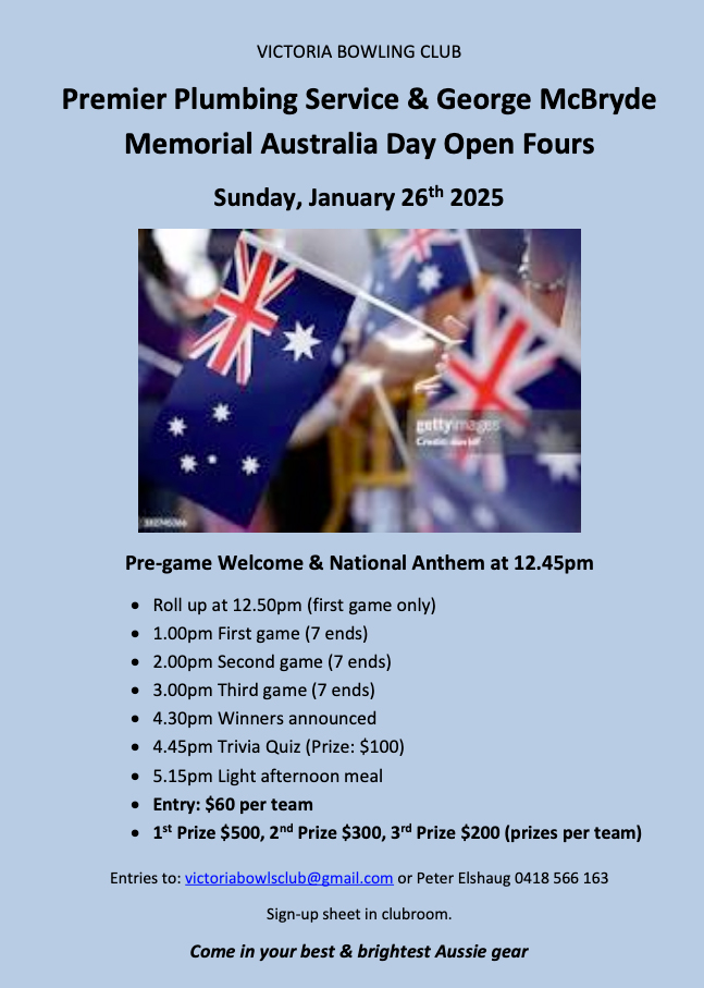 Australia Day Open Fours flyer