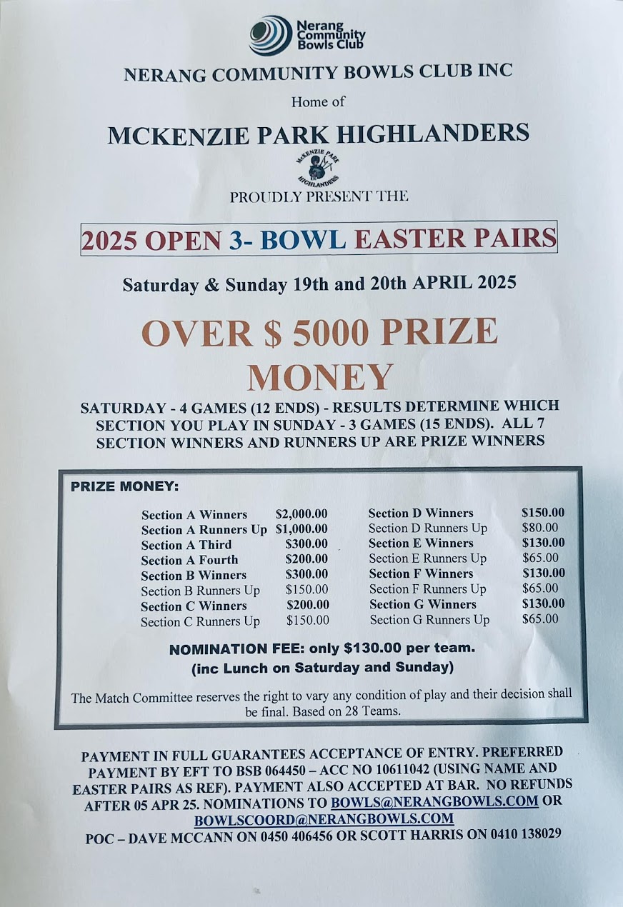 Open 3 Bowl Easter Pairs flyer