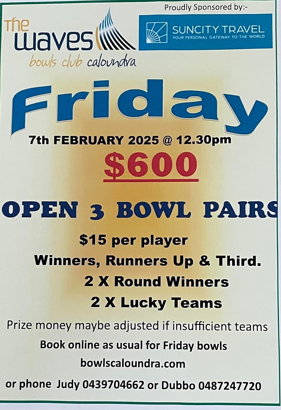 Open 3 Bowl Pairs flyer