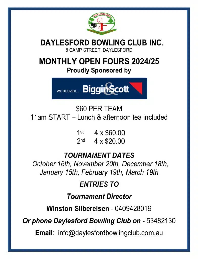 Monthly Open Fours flyer