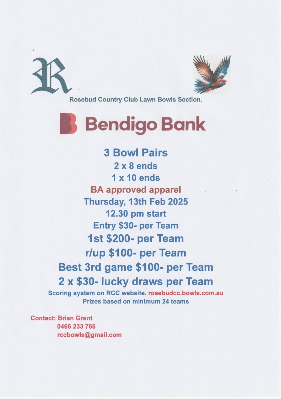 Rosebud 3 Bowl Pairs flyer