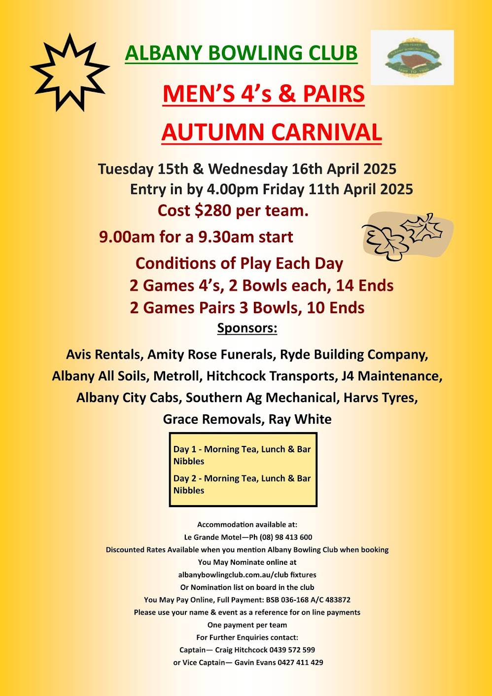 Mens 4s & Pairs Autumn Carnival