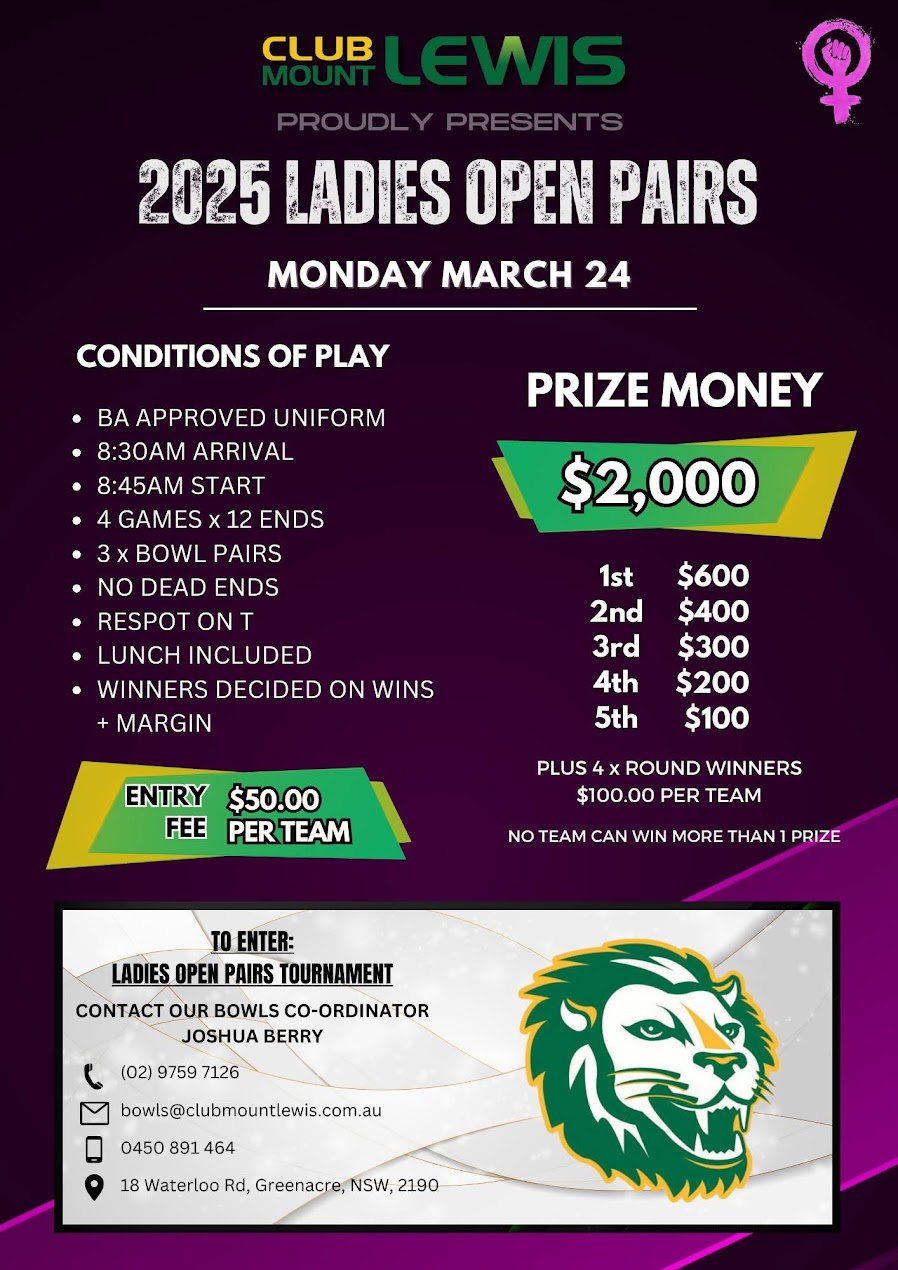 2025 Ladies Open Pairs flyer