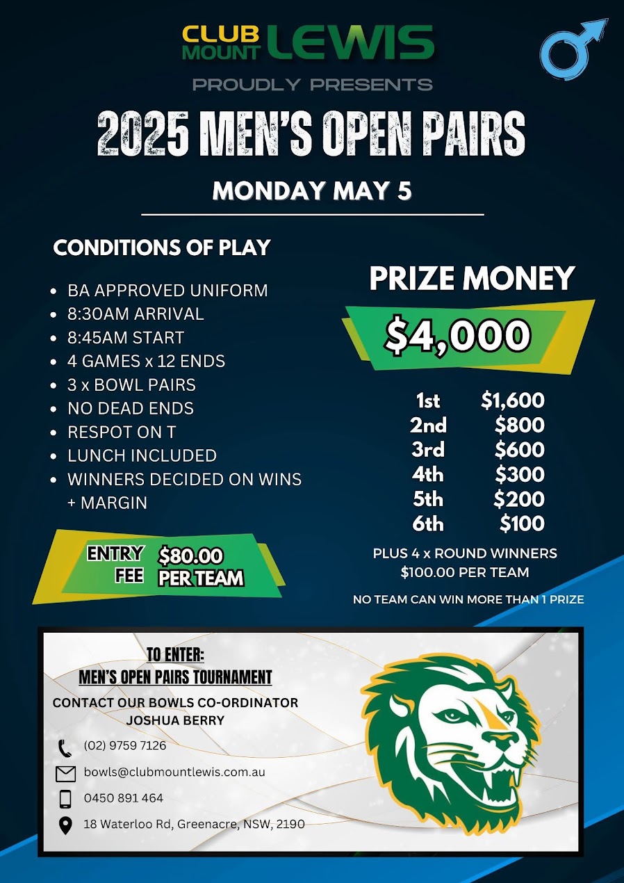 2025 Mens Open Pairs flyer
