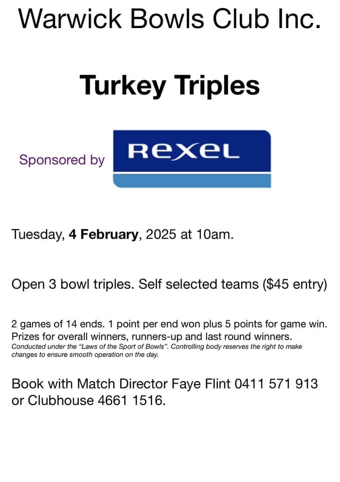 Warwick Turkey Triples flyer