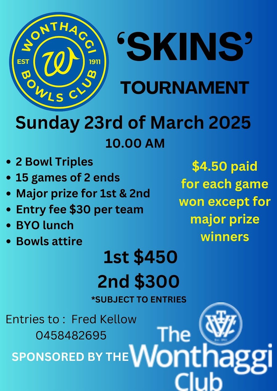 Wonthaggi Skins Tournament flyer