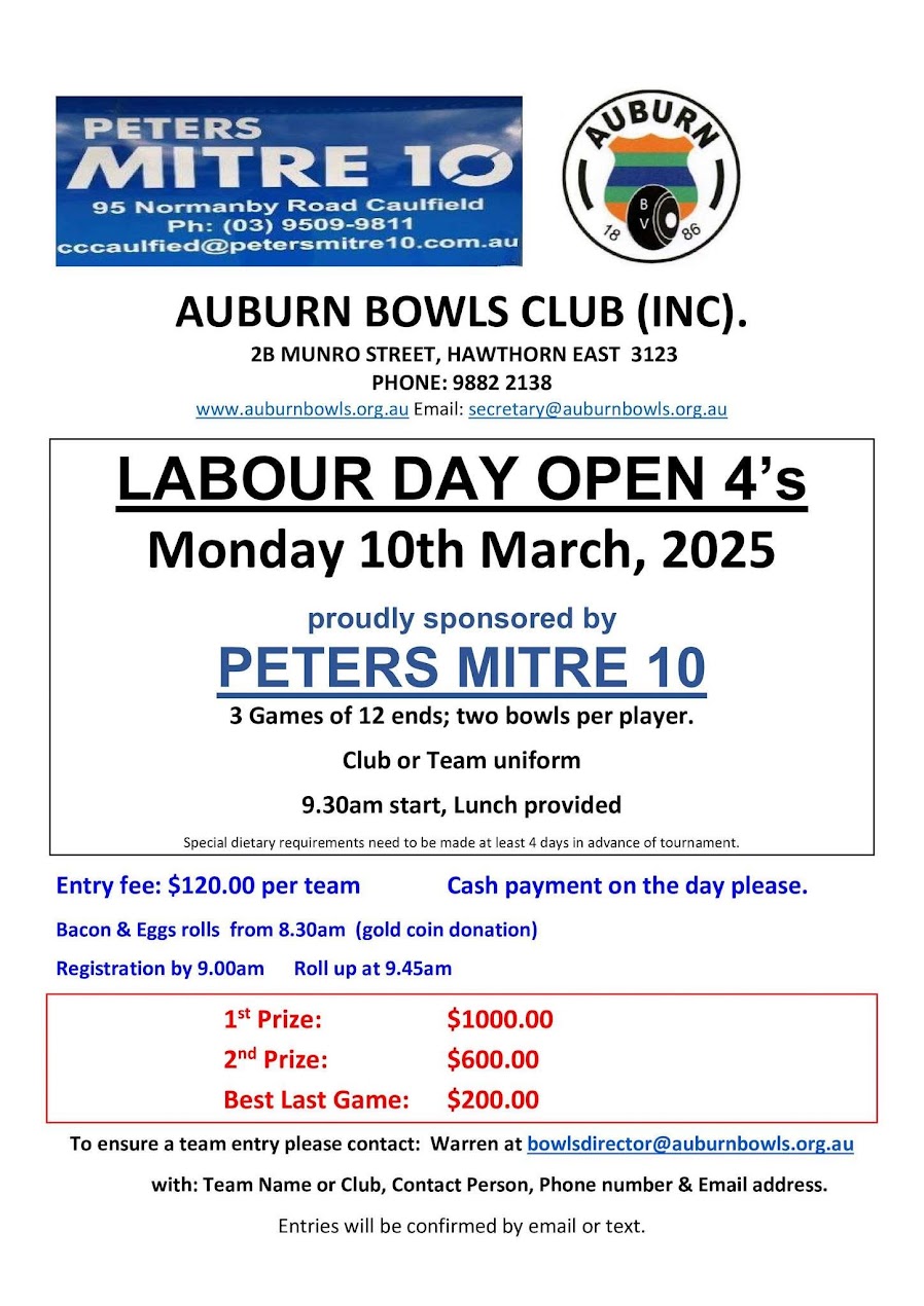 Labour Day Open 4s flyer