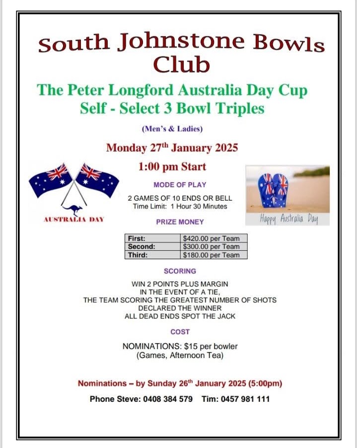 Peter Longford Australia Day Cup flyer