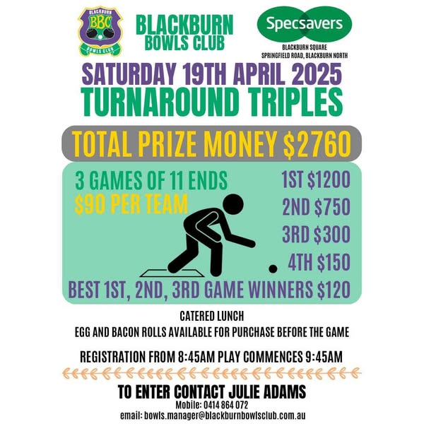 Blackburn Turnaround Triples flyer