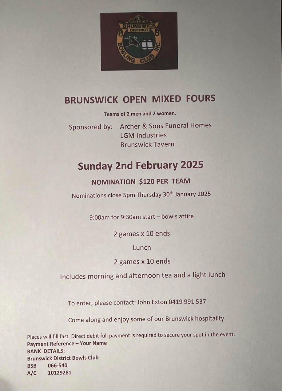 Brunswick Open Mixed Fours flyer