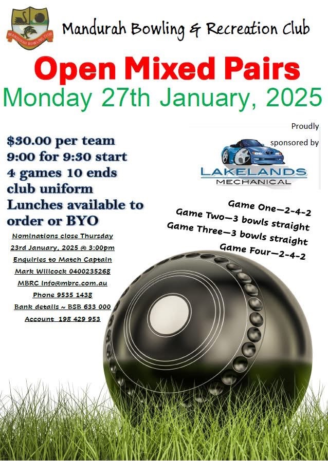 Open Mixed Pairs flyer