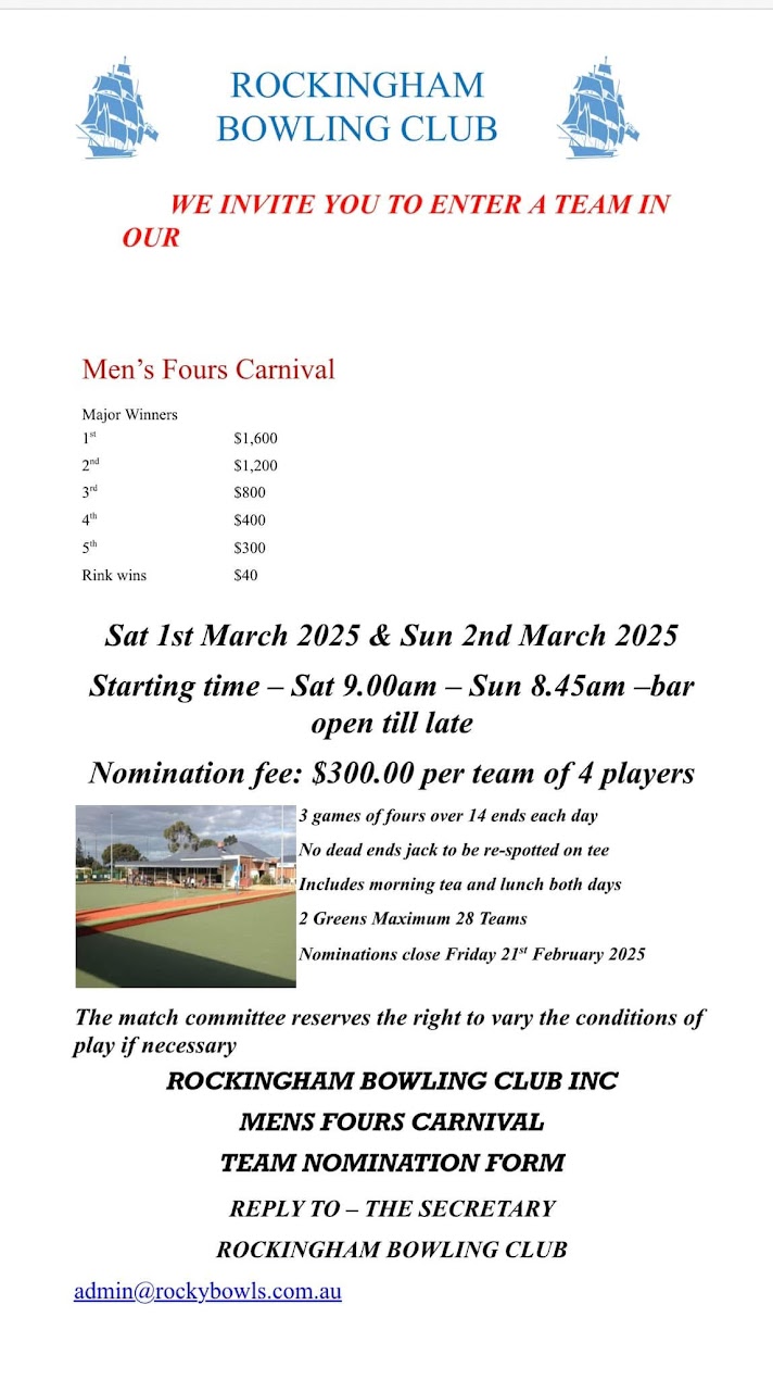 Mens Fours Carnival flyer