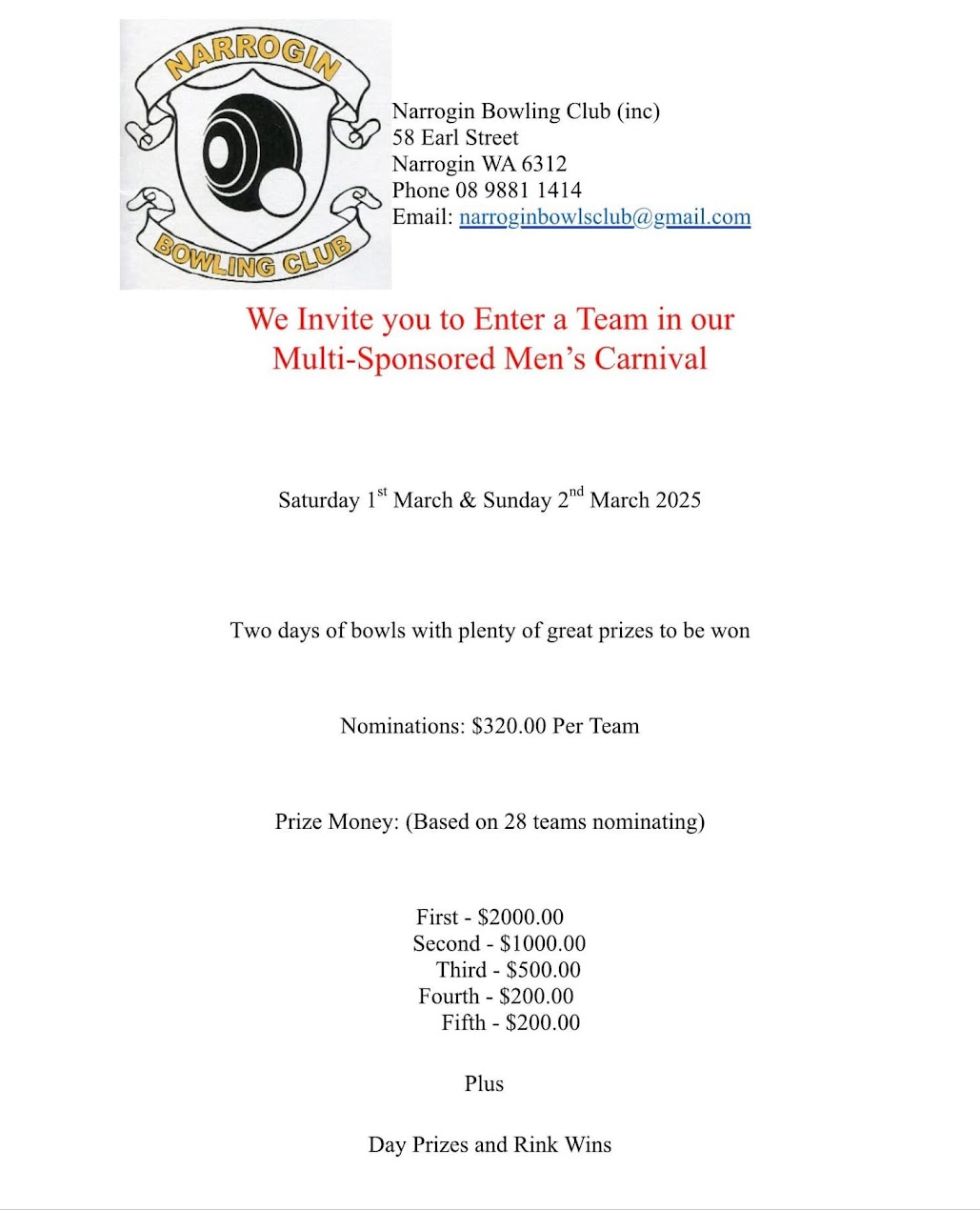 Multi-Sponsored Mens Carnival flyer