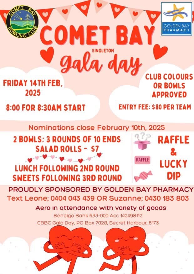 Comet Bay Singleton gala Day flyer