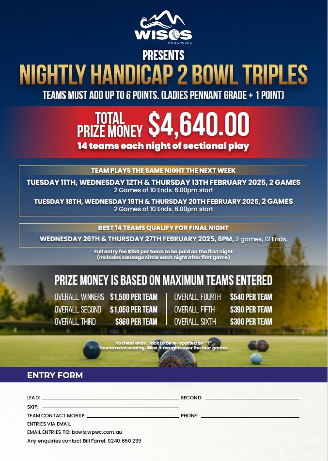 Nightly Handicap 2 Bowl Triples
