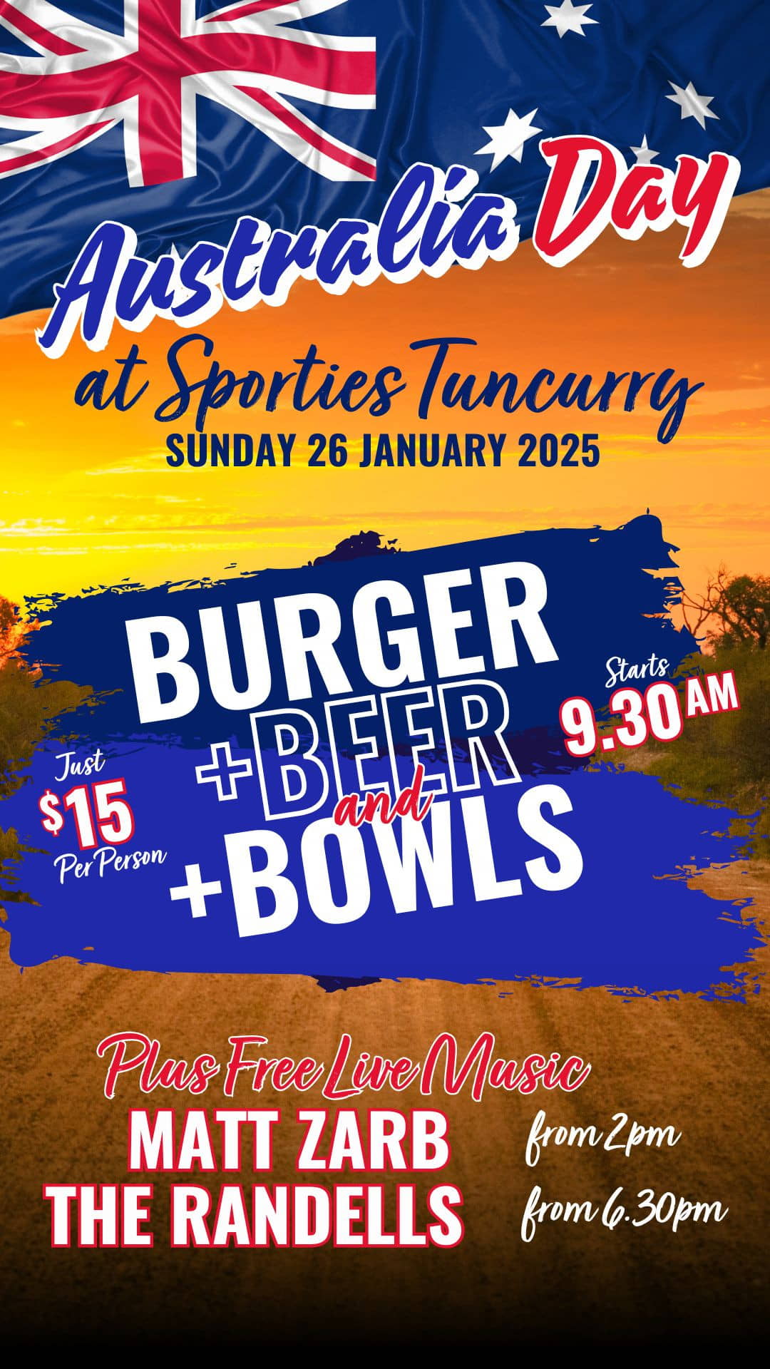 Australia Day at Sporties flyer