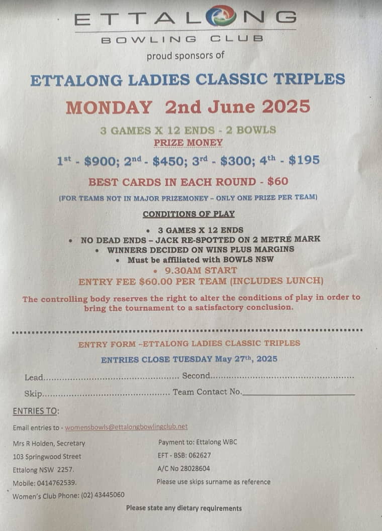 Ettalong Ladies Classic Triples