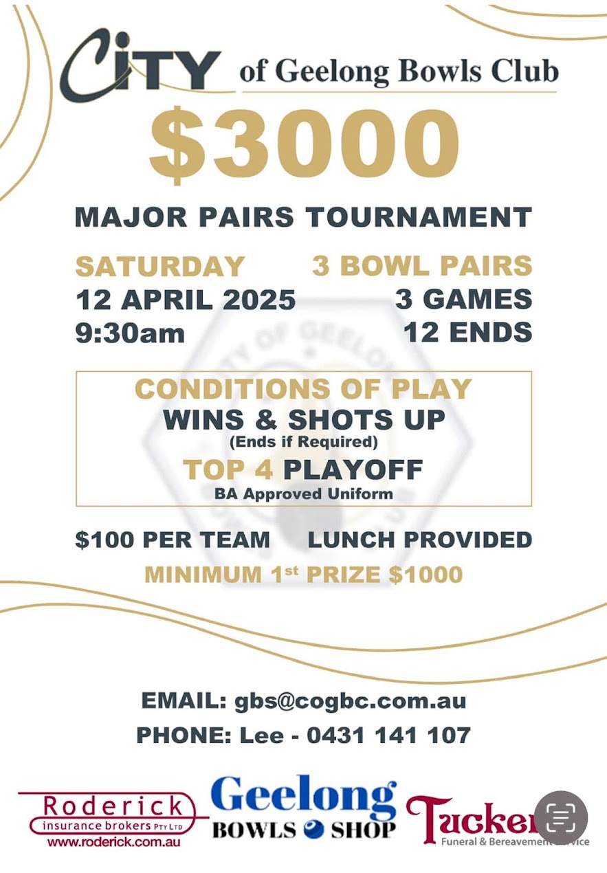 $3000 Major Pairs Tournament flyer