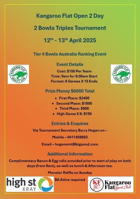 Kangaroo Flat 2 Bowls Triples flyer