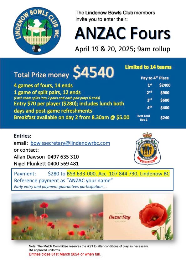 ANZAC Fours flyer