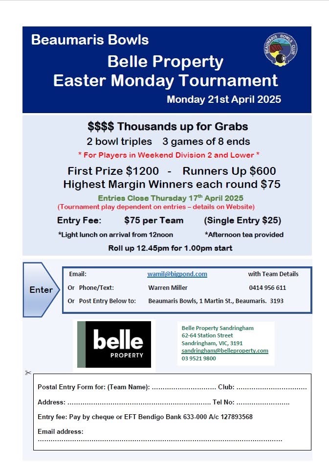 Easter Monday Tournament flyer