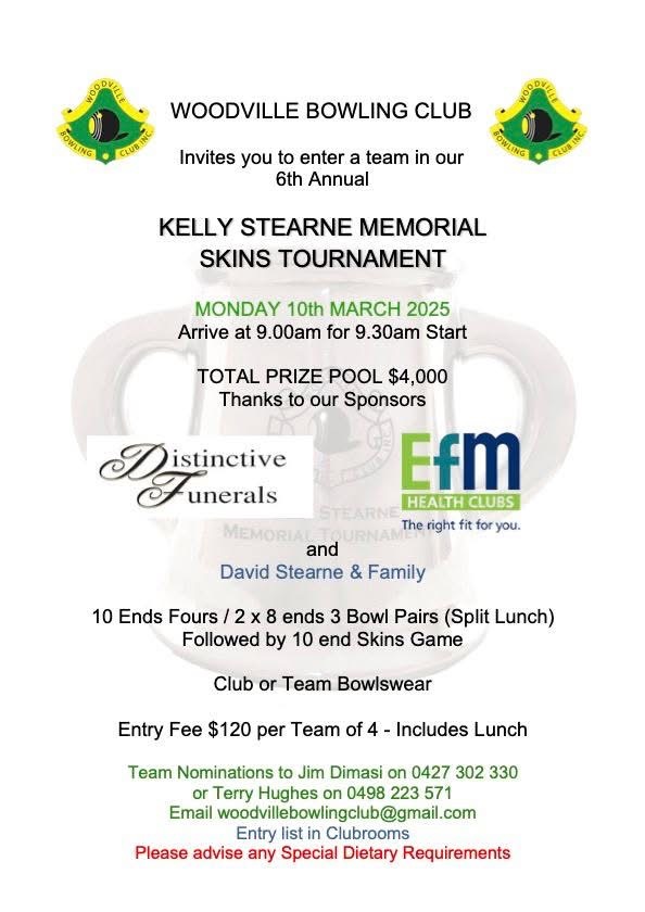 Kelly Stearne Memorial Skins Tournament flyer
