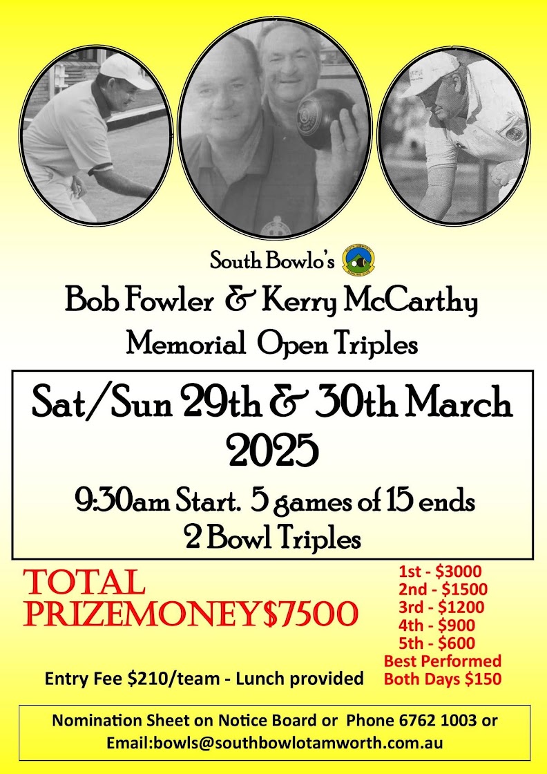Bob Fowler & Kerry McCarthy Memorial Open Triples flyer