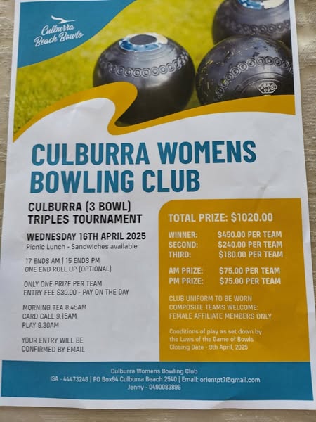Culburra Triples Tournament flyer