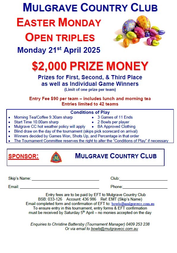 Mulgrave Easter Monday Open Triples