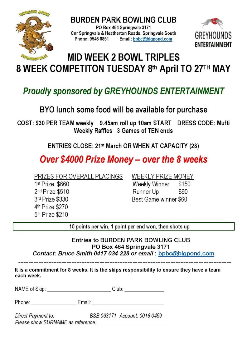 Mid Week 2 Bowl Triples flyer