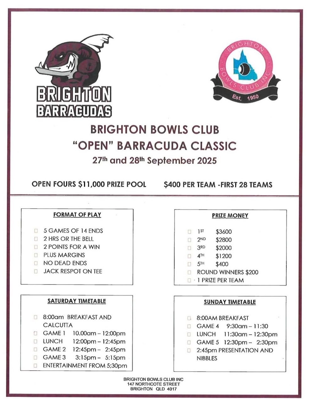 Brighton Open Barracuda Classic flyer