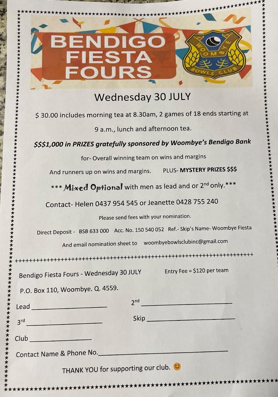 Bendigo Fiesta Fours flyer