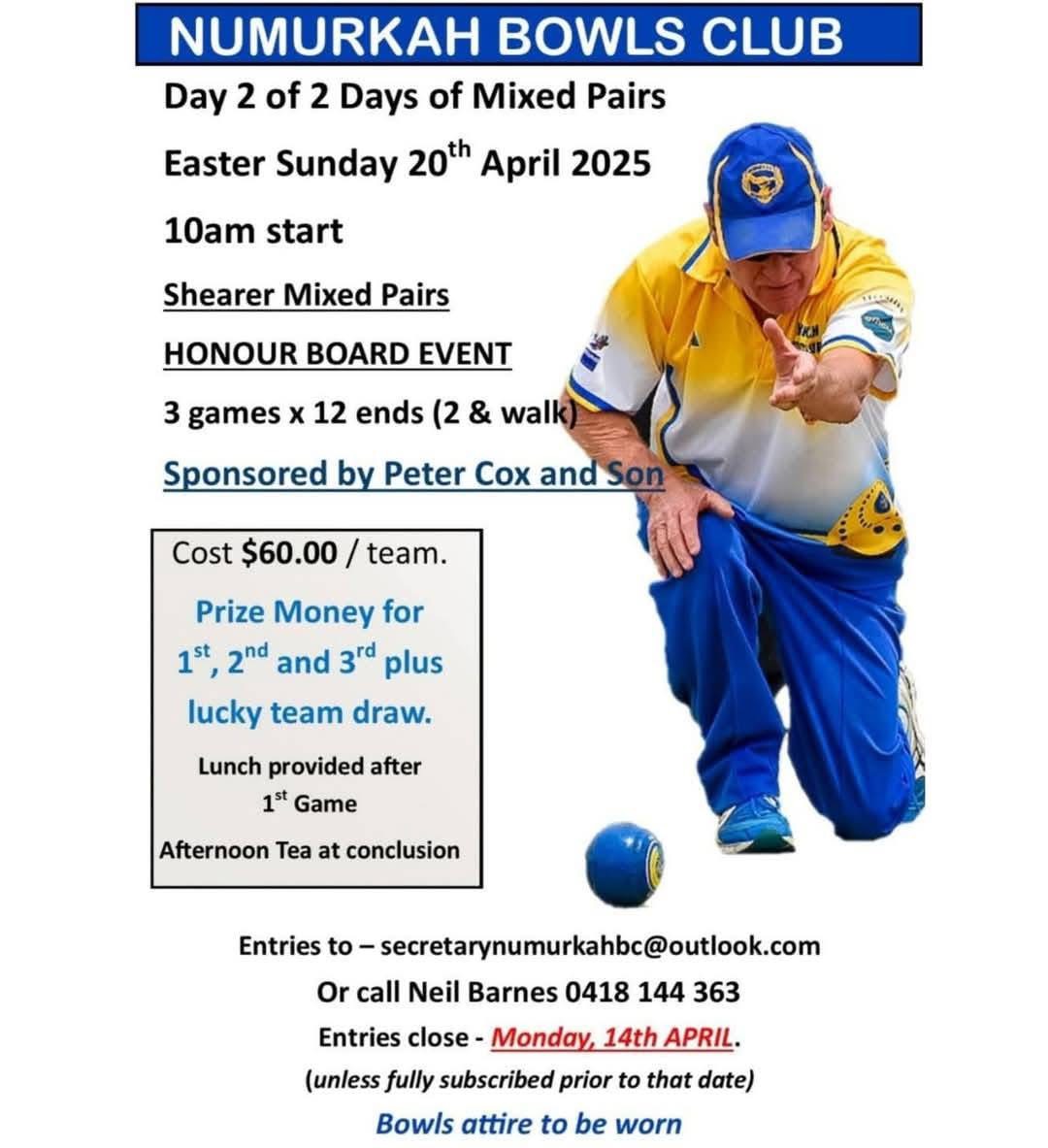 Shearer Mixed Pairs Tournament flyer
