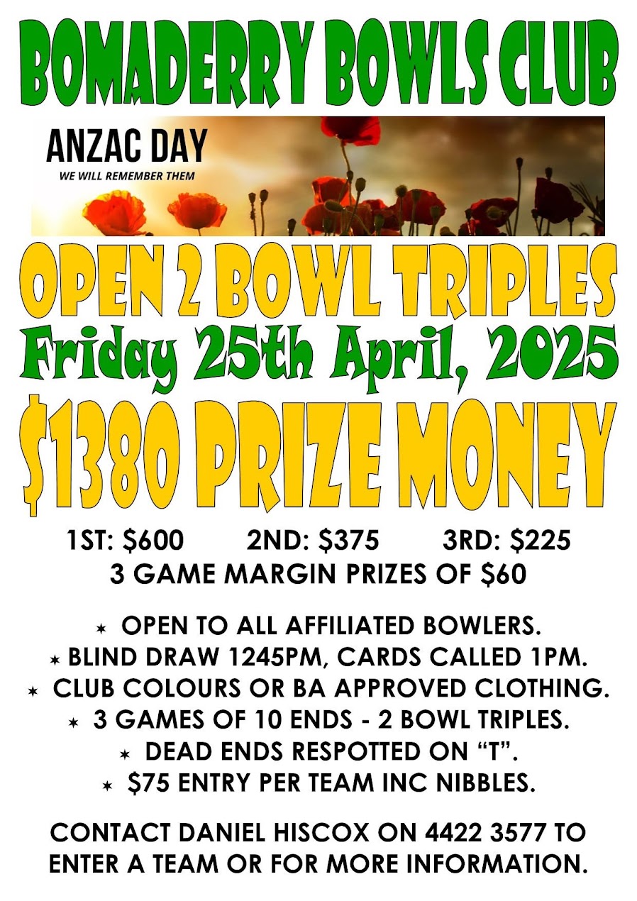ANZAC Day 2 Bowl Triples