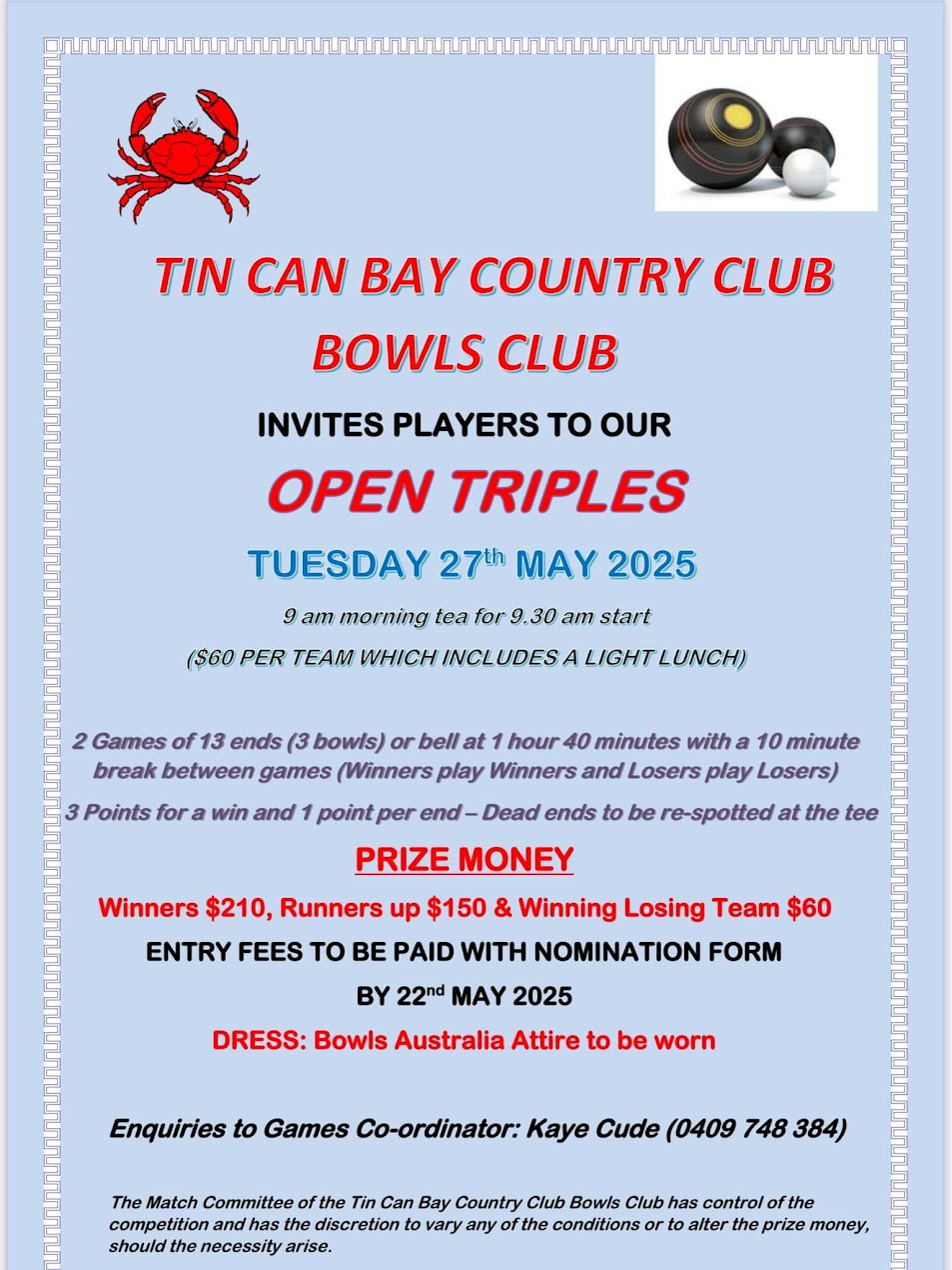 Tin Can Bay Open Triples flyer