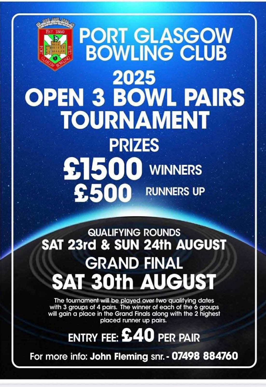 Port Glasgow Open 3 Bowl Pairs flyer