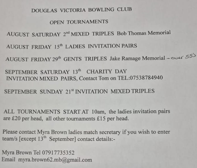 Douglas Victoria Ladies Invitation Pairs flyer
