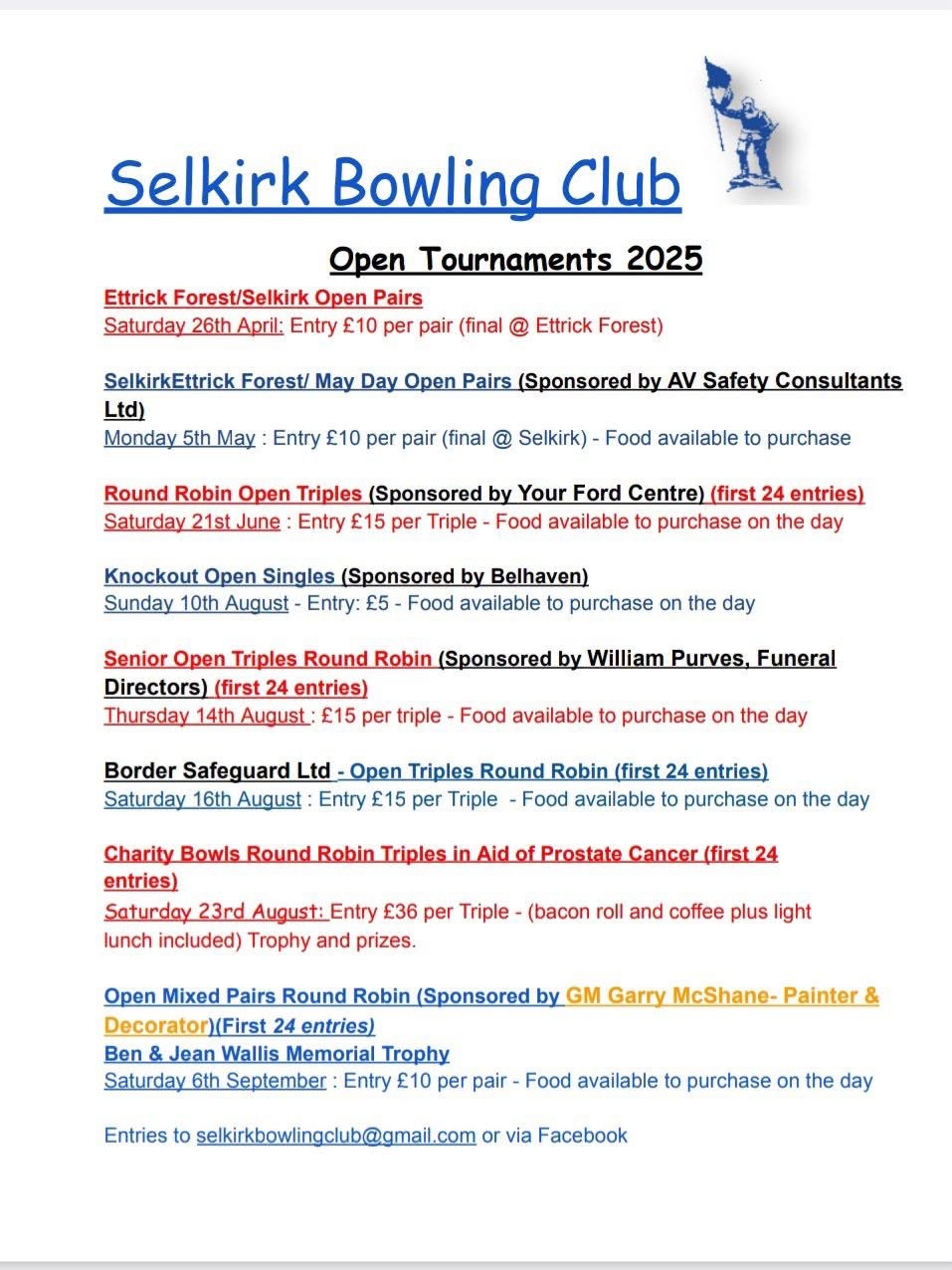 William Purves Senior Open Triples Round Robin flyer
