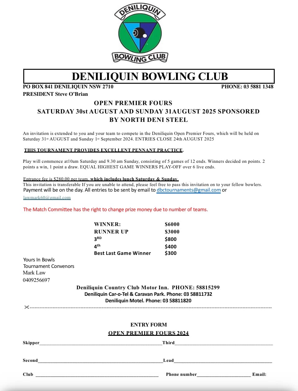 Open Premier Fours flyer