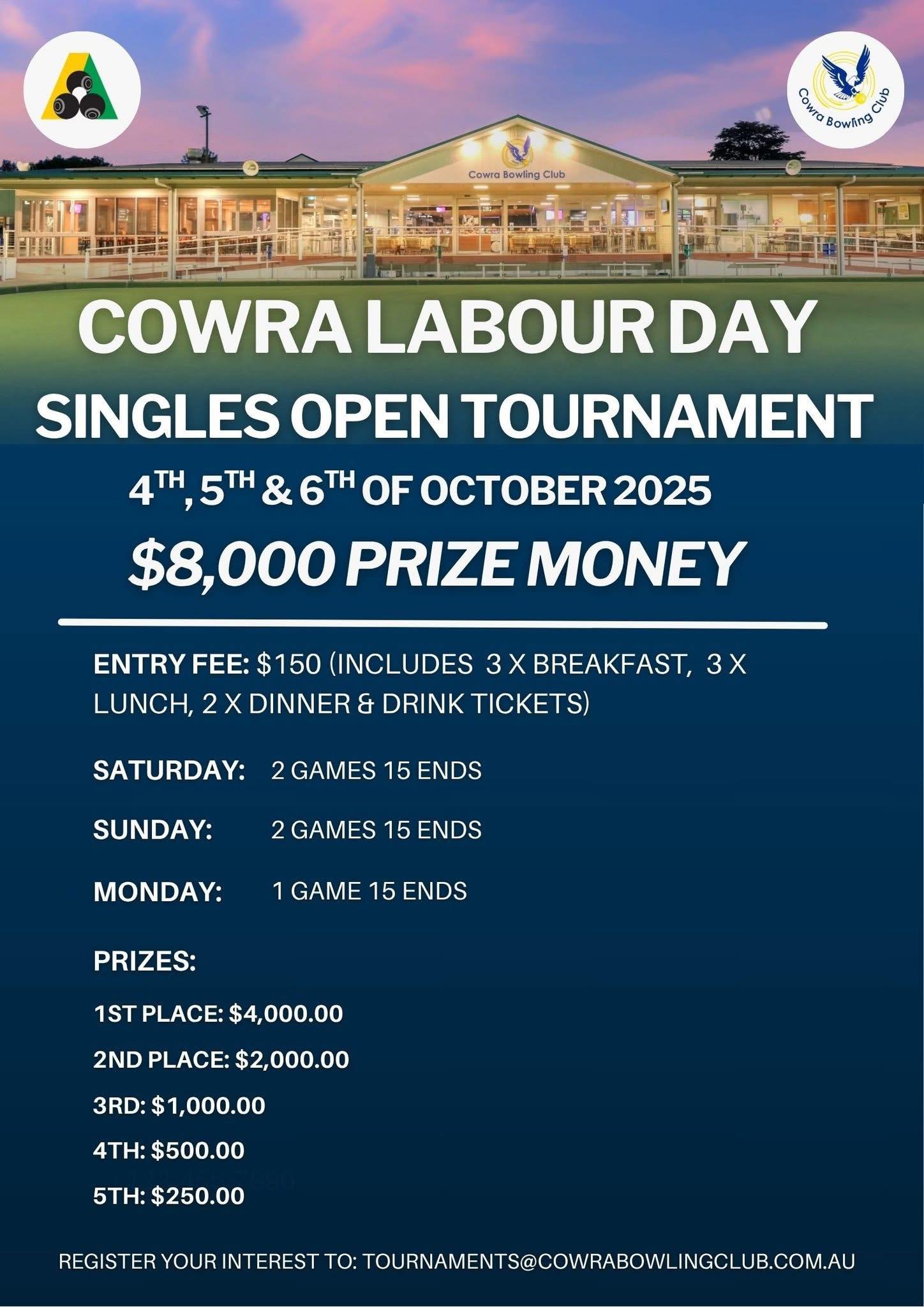 Cowra Labour Day Singles Open flyer