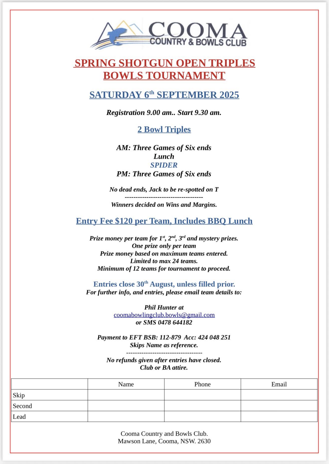 Spring Shotgun Open Triples flyer