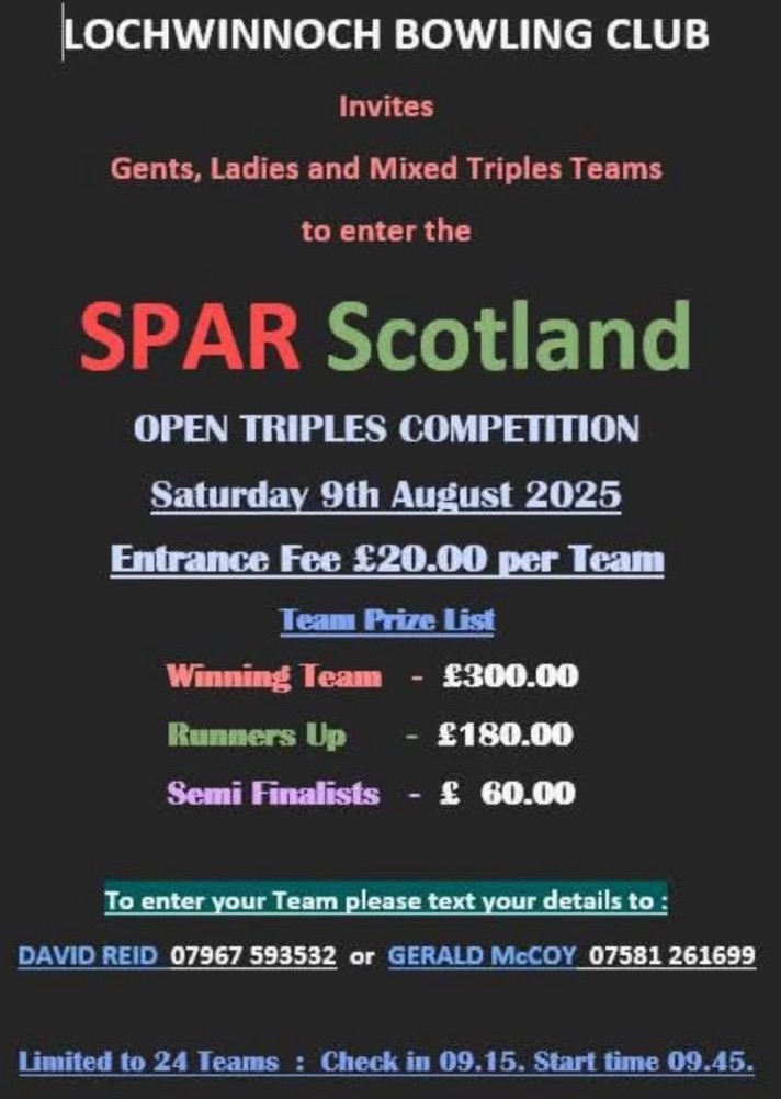 Spar Scotland Open Triples Competition