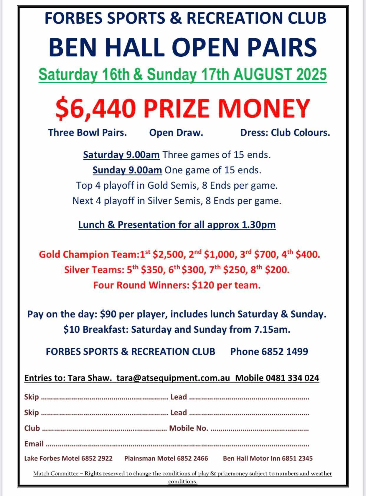Ben Hall Open Pairs flyer