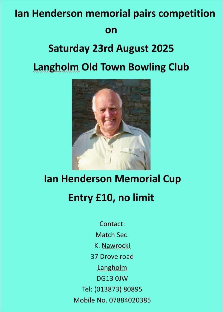 Ian Henderson Memorial Pairs Comptetion flyer