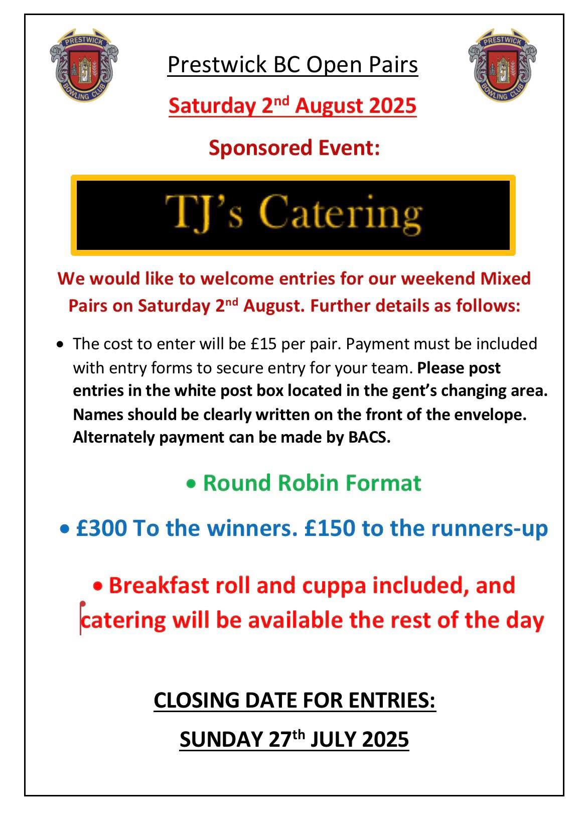 Open Pairs flyer
