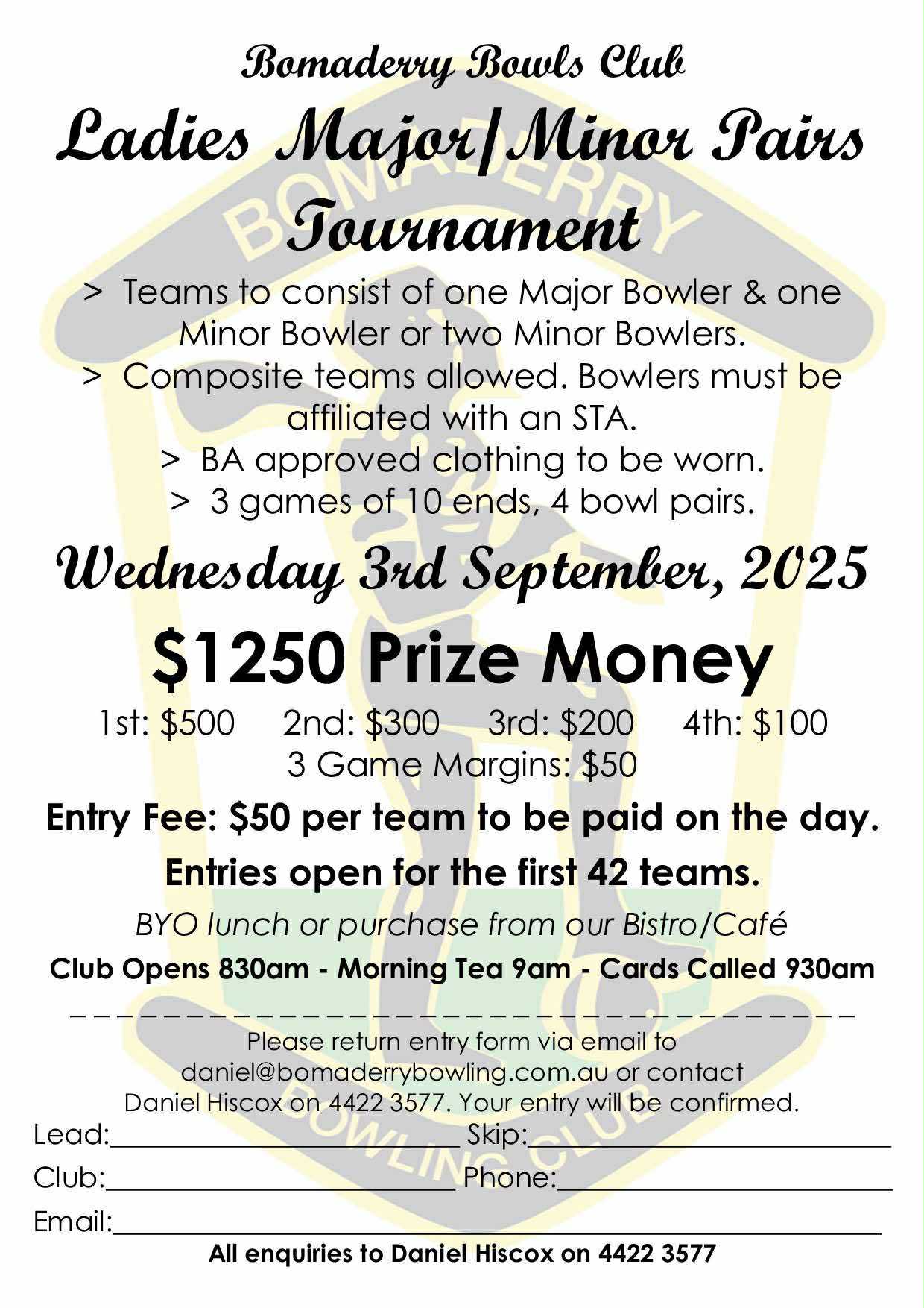 Ladies Major Minor Pairs