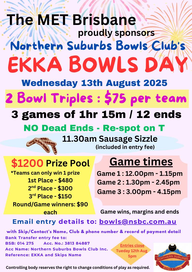 Ekka Bowls Day flyer