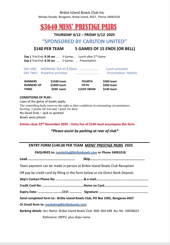 Mens Prestige Pairs flyer