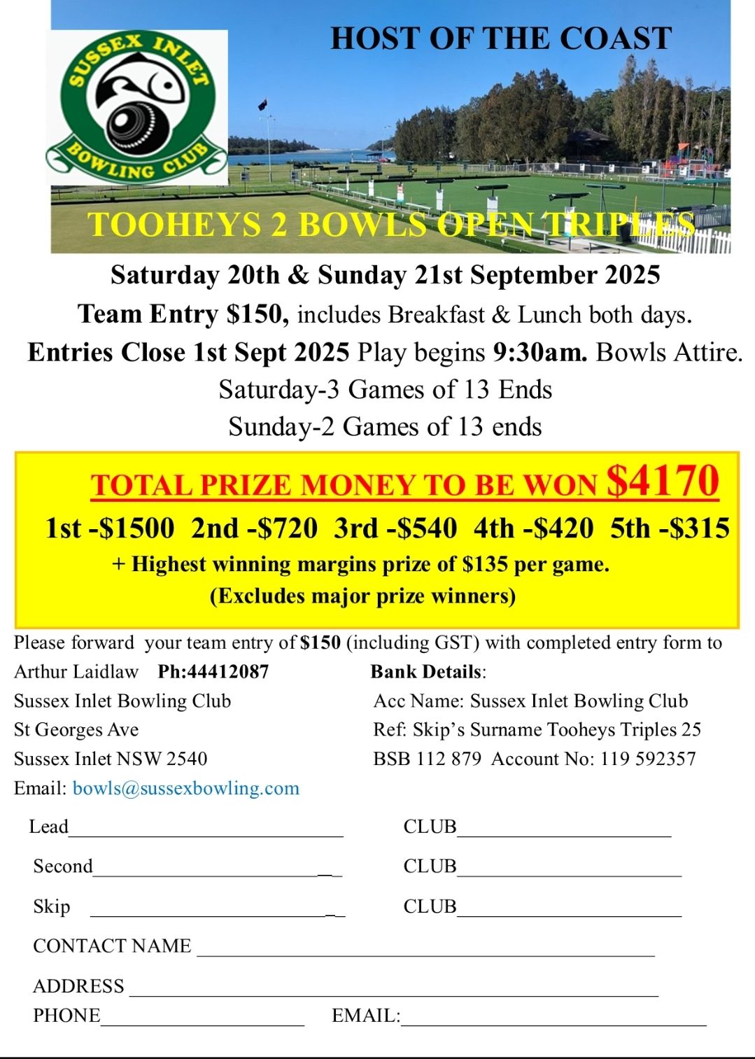 Tooheys 2 Bowls Open Triples